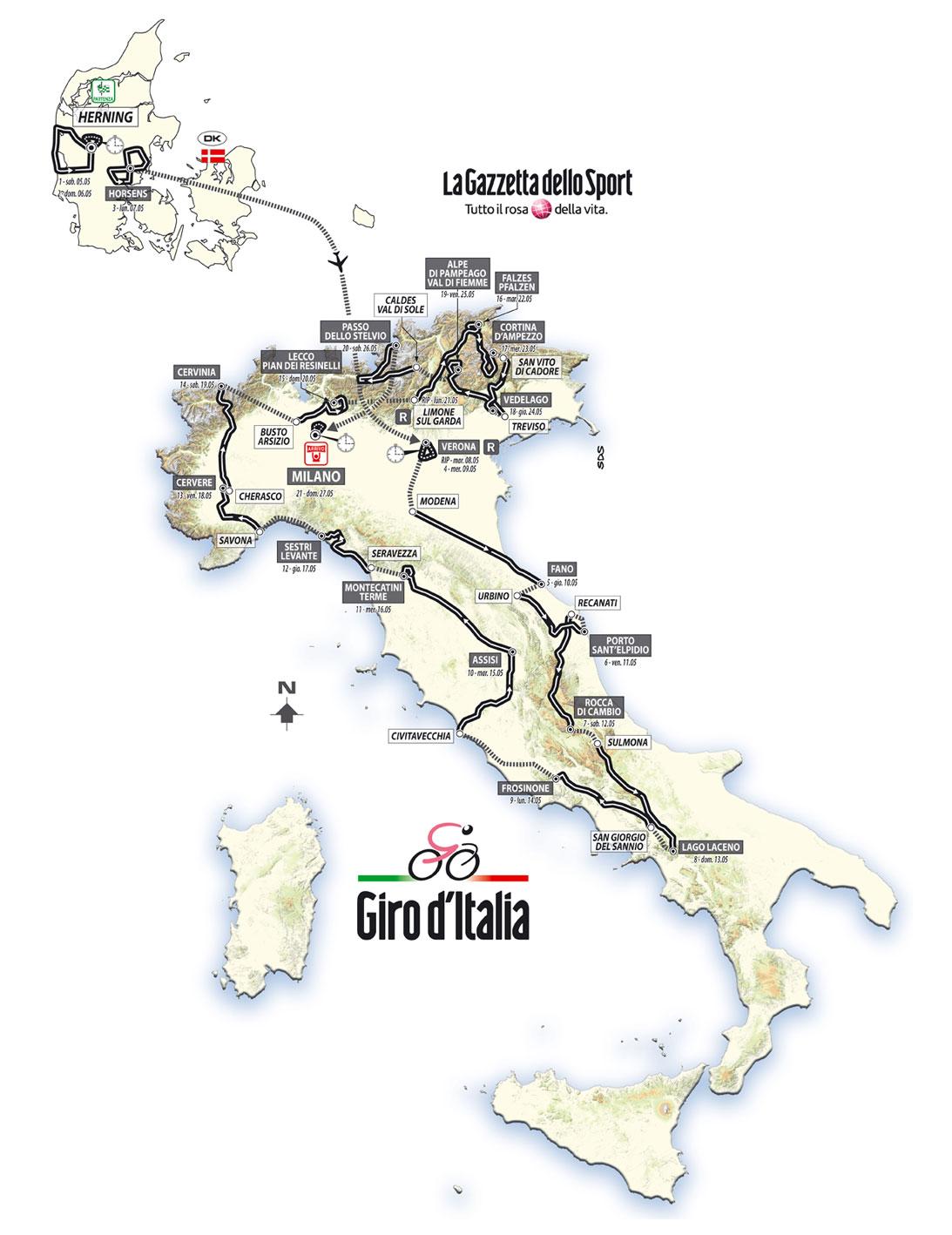 Mapa Giro d Italia 2012